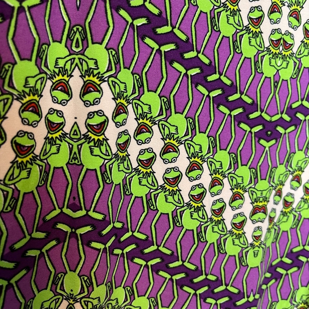 Lularoe Women Zig Zag Kermit Frog All Over Print Tall Curvy Legging Green Purple
